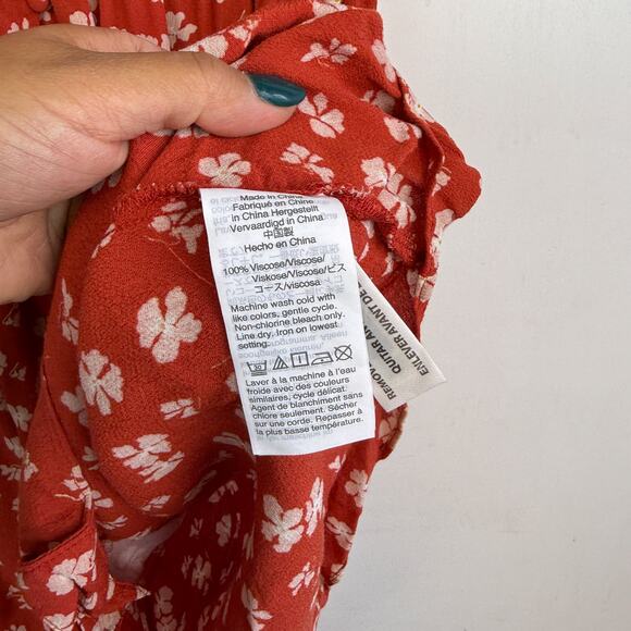 Madewell Button Front Mini Floral Dress Red Happy Hibiscus - 2 - Picture 6 of 11